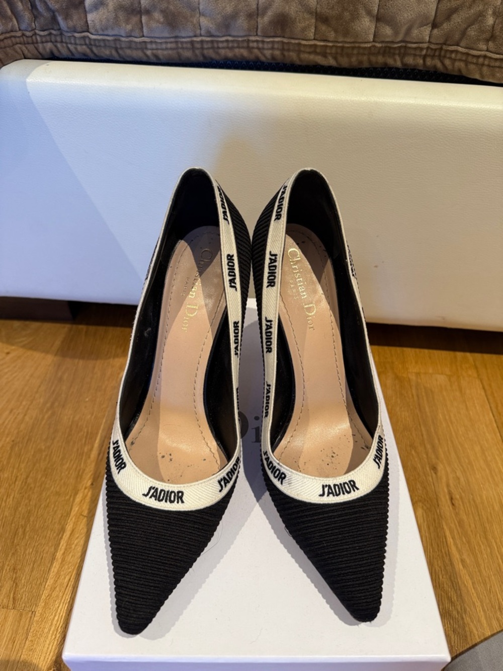Dior Black and White J'Adior Pointed Slingback Pumps